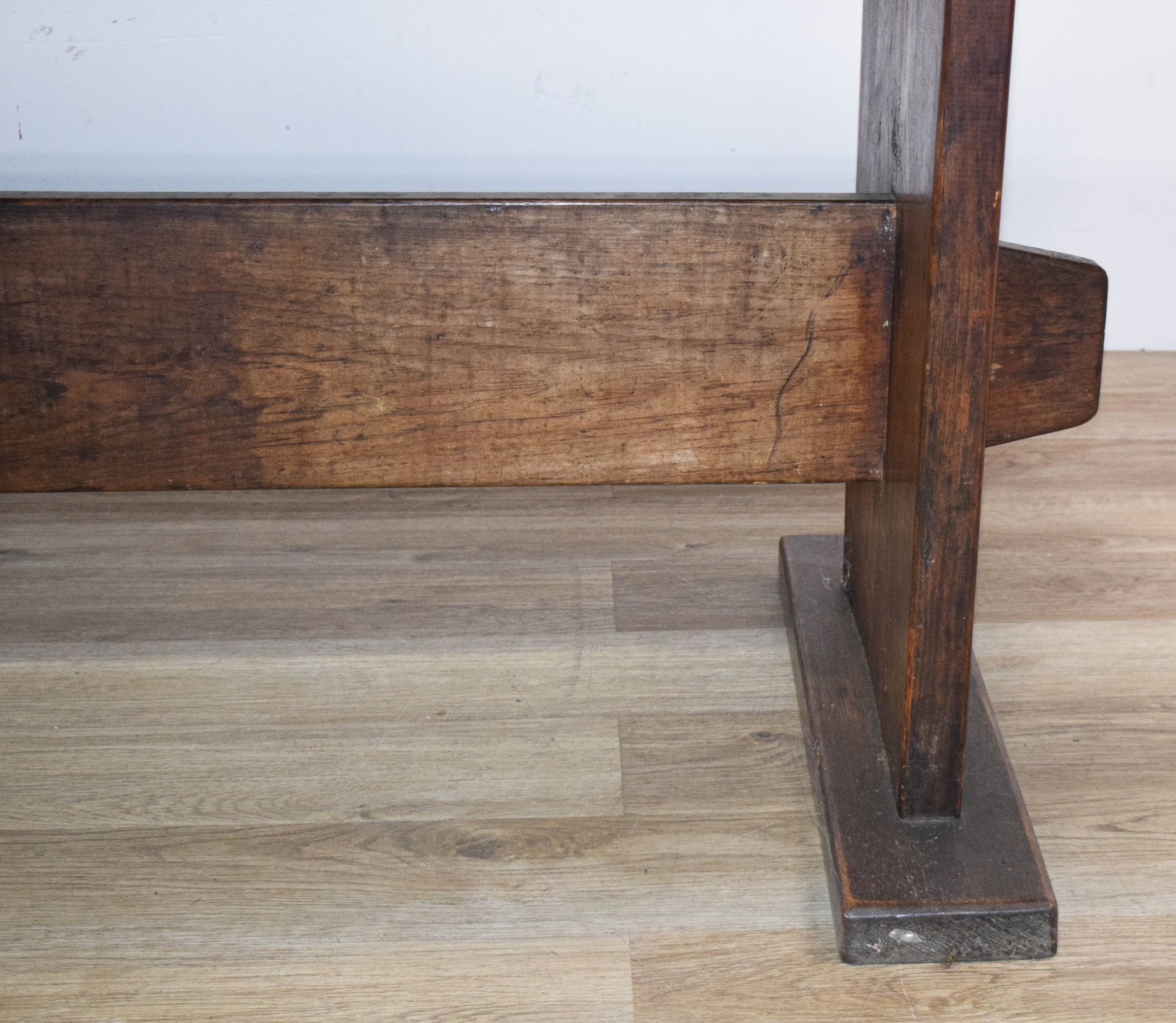 Large Primitive Two-Plank Trestle Dining Table - 9