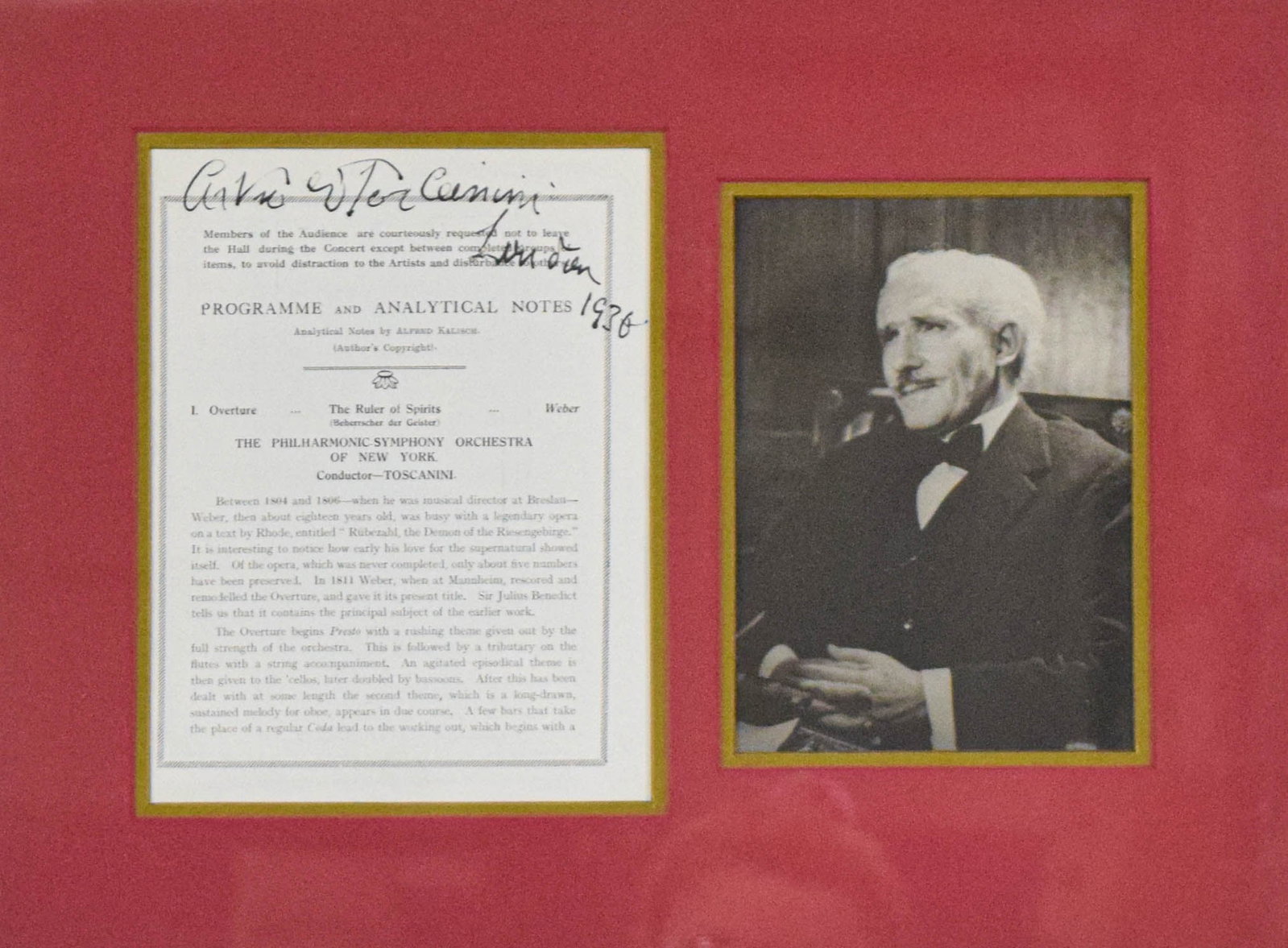 Arturo Toscanini Signed Concert Program and Photograph (1 of 6)