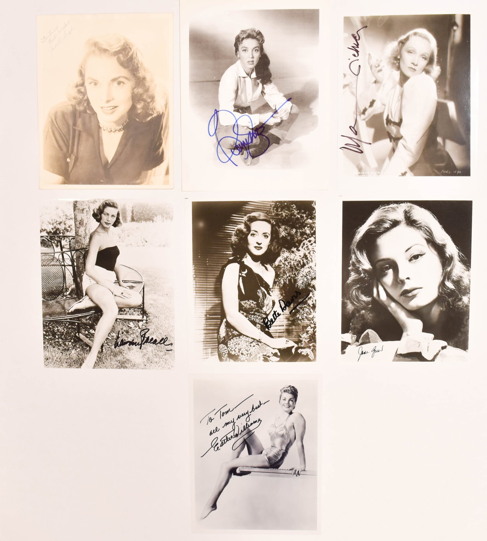 7 Autographed Photographs Golden Age Hollywood Actresses Bacall Bette Davis (1 of 18)