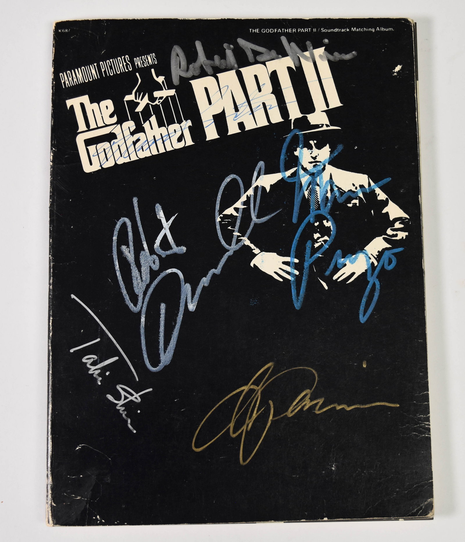 Charles Hansen Paper The Godfather Part II Multi-Signed Sheet Music Book: Charles Hansen softcover sheet music book for the 1974 Paramount Pictures film The Godfather Part II. The publication features piano, organ, guitar, and vocal arrangements for the film score composed 