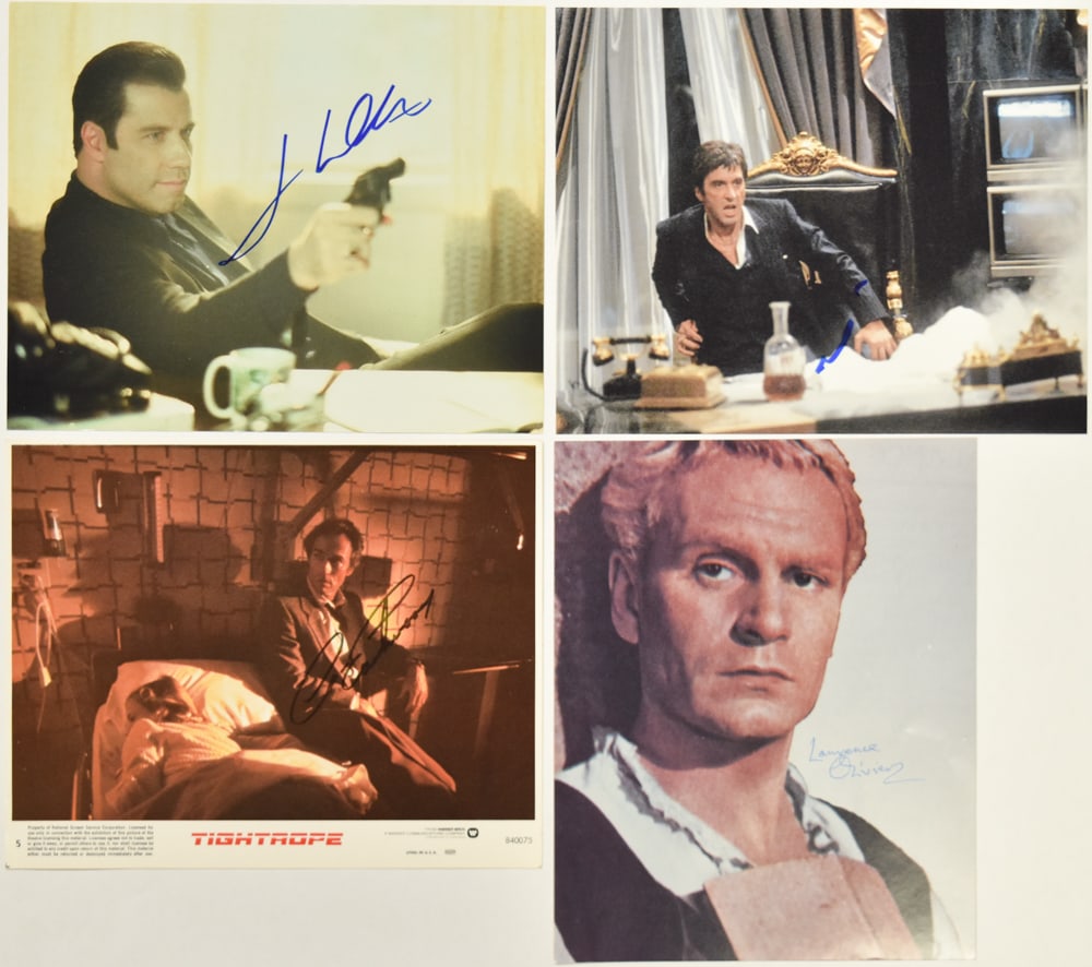 4 Autographed Color Photographs Incl John Travolta Al Pacino Clint Eastwood and Laurence Olivier (1 of 20)