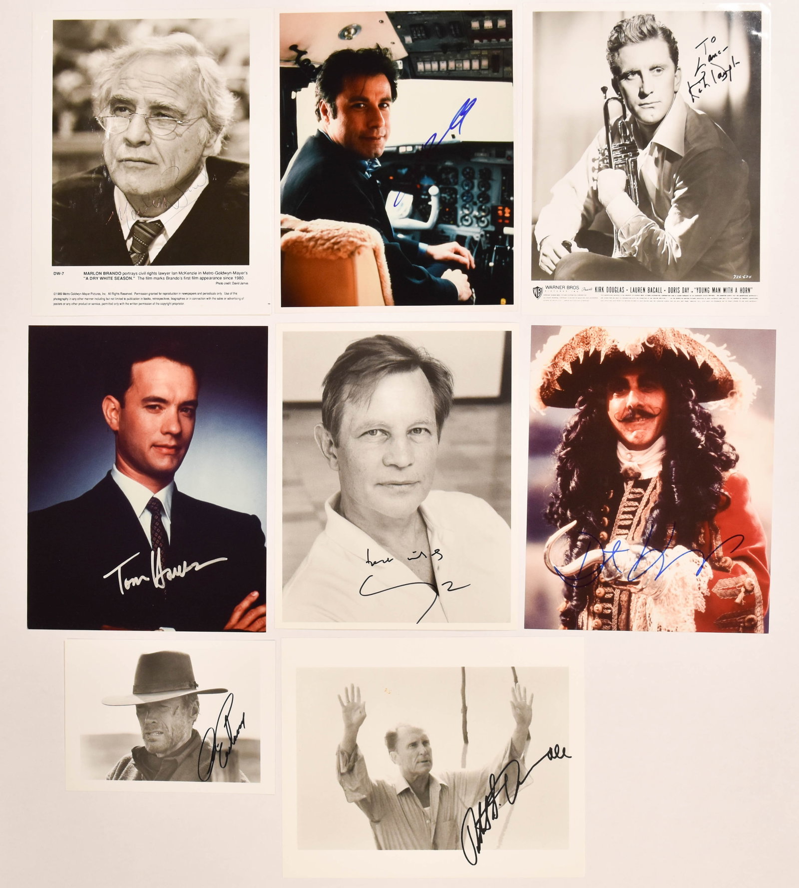 8 Autographed Film Actor Photographs including Marlon Brando and Tom Hanks (1 of 12)