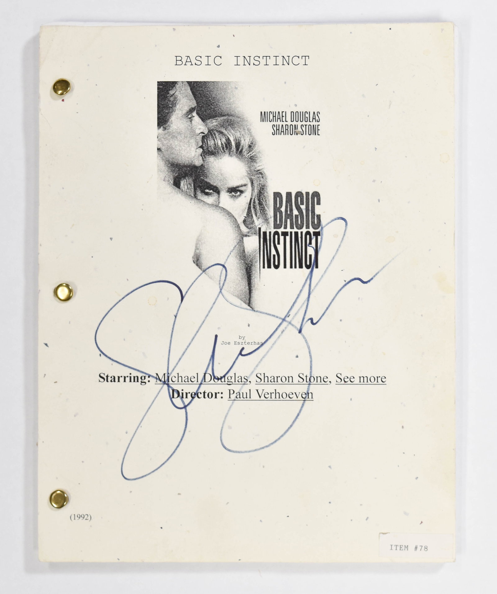 Sharon Stone Autographed Basic Instinct Movie Script (1 of 6)