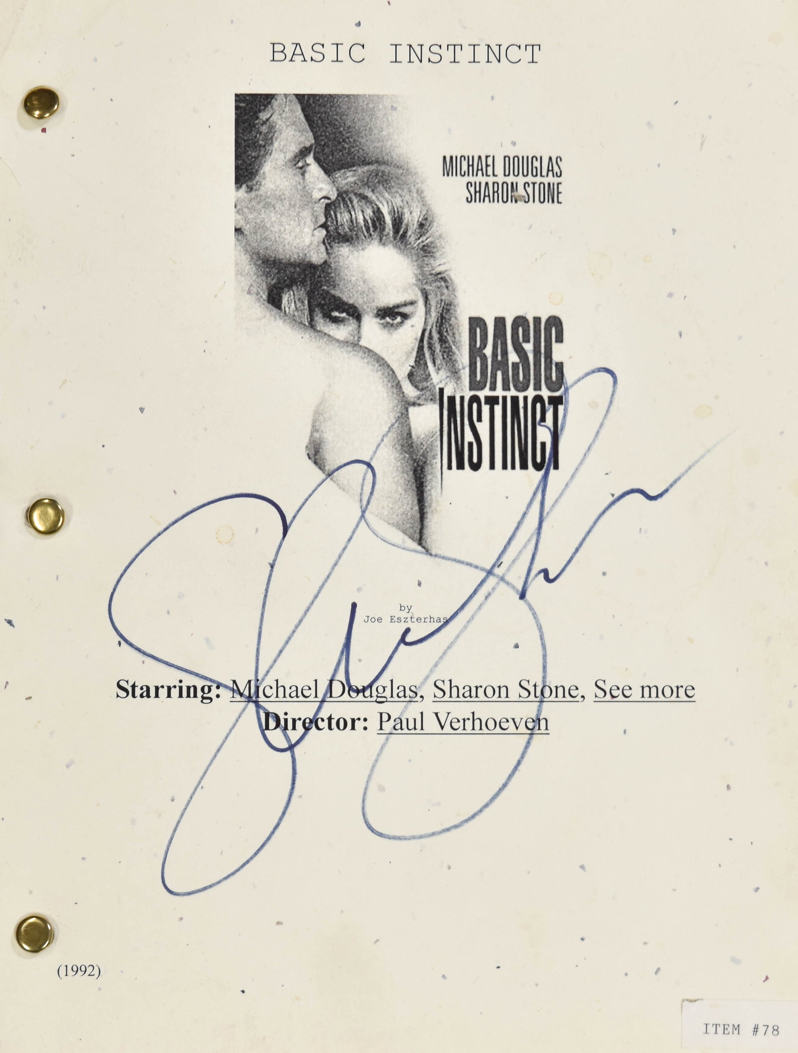 Sharon Stone Autographed Basic Instinct Movie Script - 2