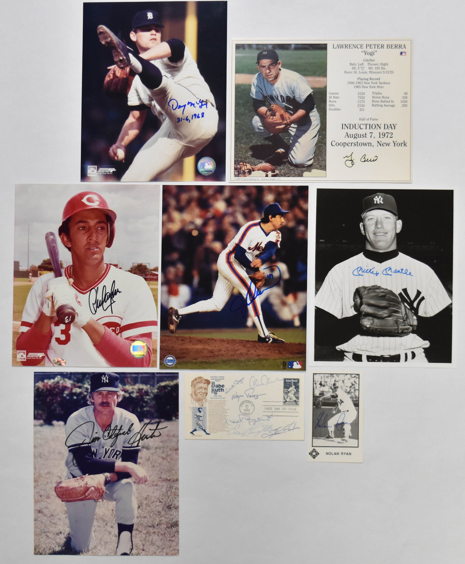 8 Signed Major League Baseball Memorabilia Items Including Mickey Mantle and Yogi Berra (1 of 16)