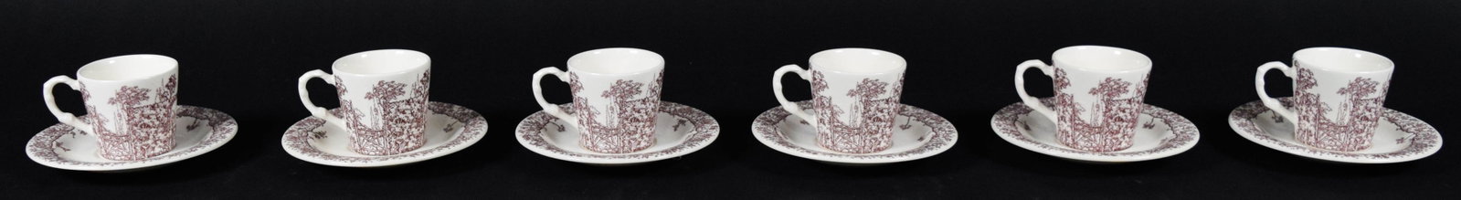 Set of 6 Hermes Faience Les Maisons Enchantees Tea Cups and Saucers (1 of 8)