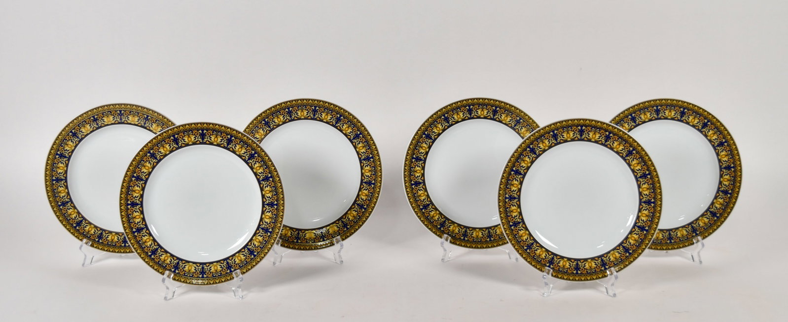 Set of 6 Versace Rosenthal Porcelain Medusa Blue Plates (1 of 4)