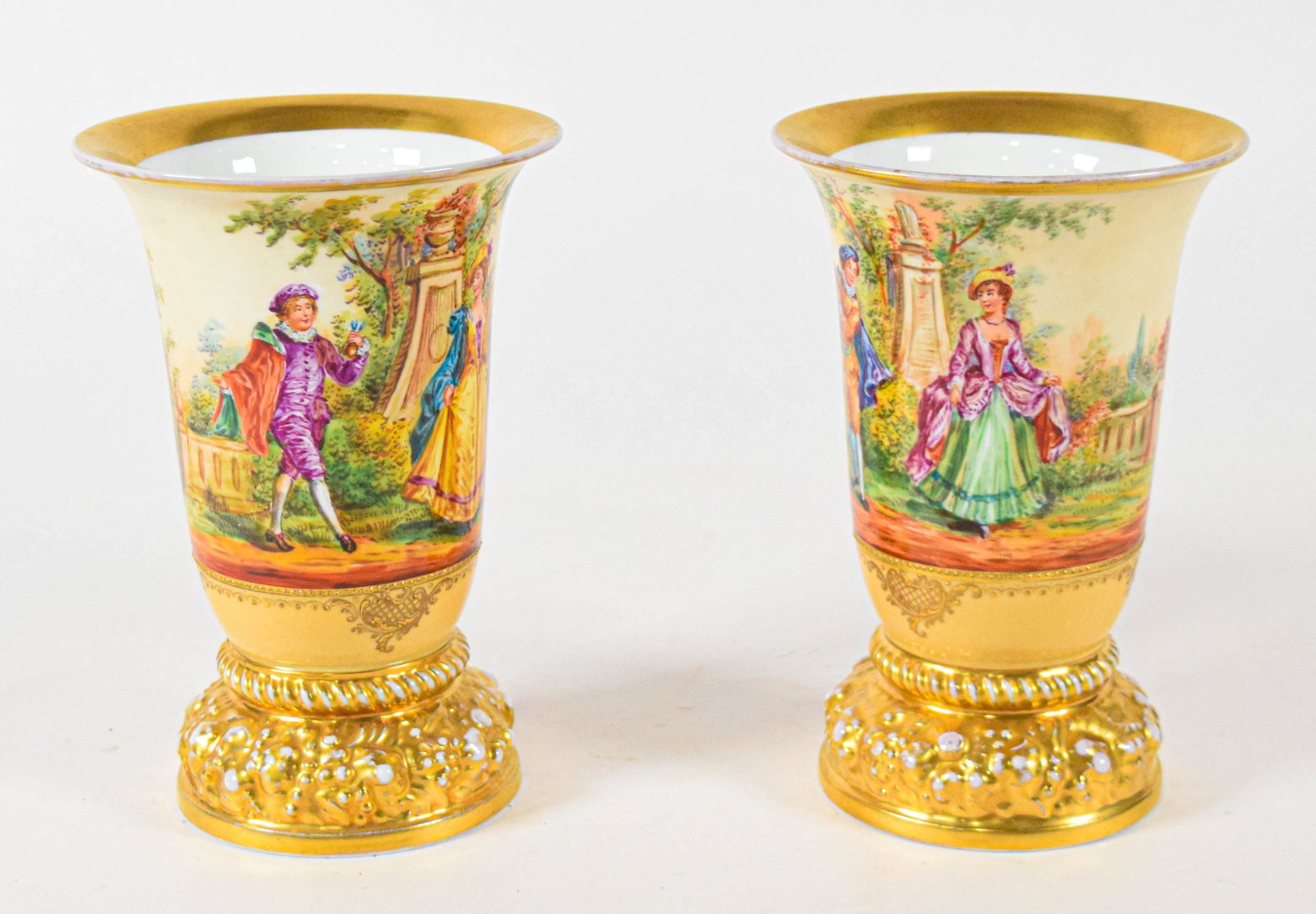 Pair of Dresden Porcelain Trumpet Vases (1 of 17)