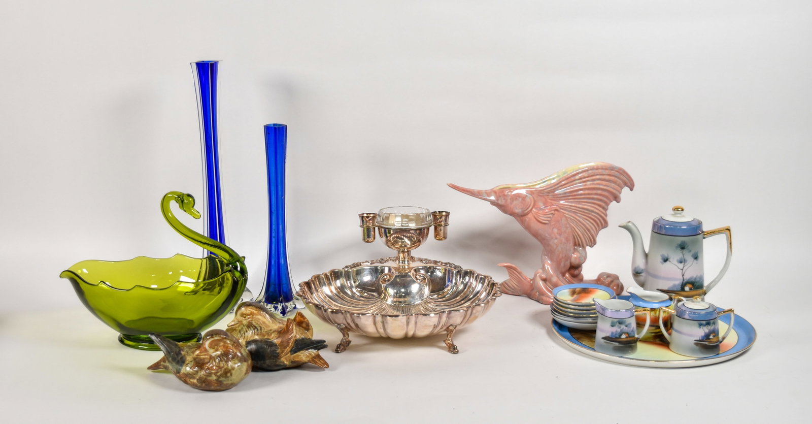 Assortment of Noritake Porcelain, Royal Haeger Ceramic, and Silver-Plated Tableware (1 of 20)