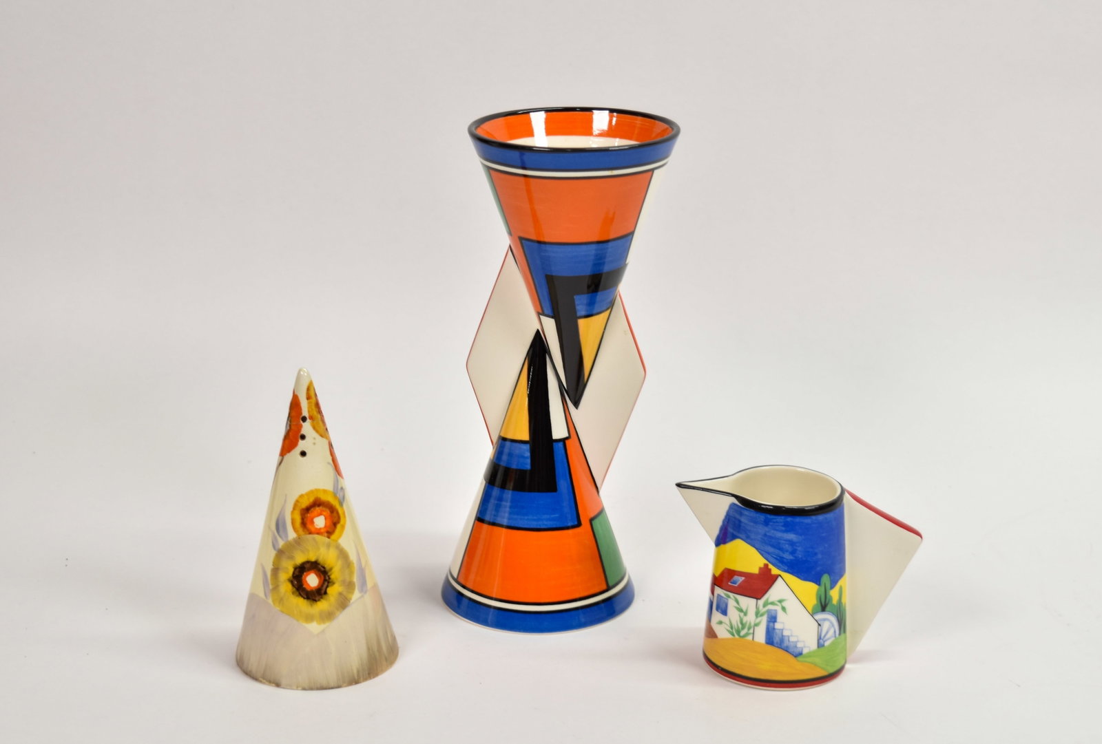 3 Clarice Cliff Earthenware Objects Including Mondrian Yo-Yo Vase (1 of 14)
