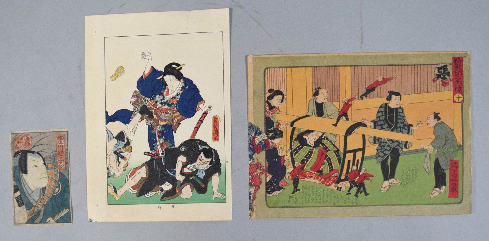Group of 3 Japanese Woodblock Prints Incl Utagawa Toyokuni III (1 of 11)