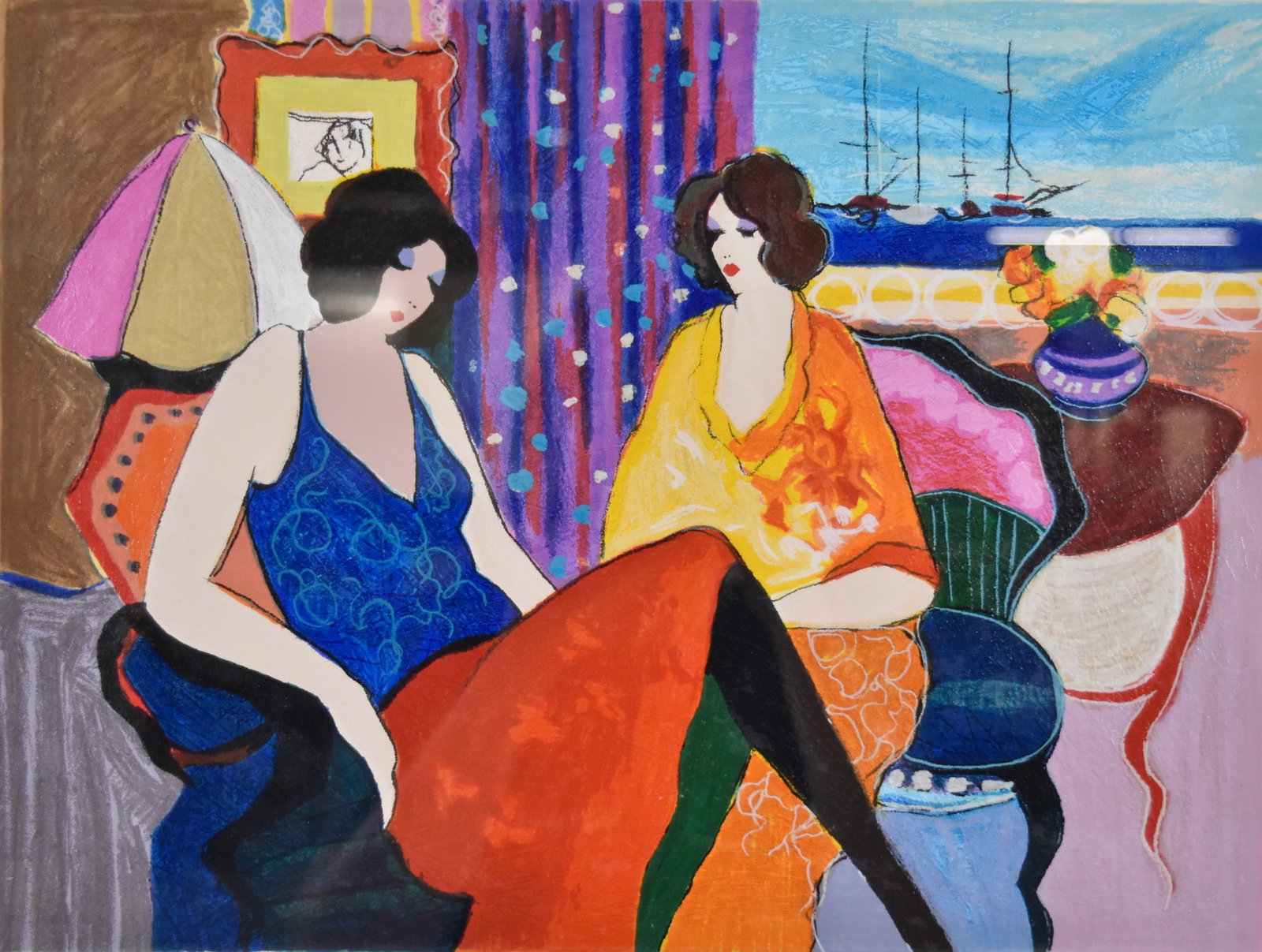 Itzchak Tarkay Serigraph Seaside Parlor: Itzchak Tarkay (Israeli, 1935-2012). Serigraph on paper, Seaside Parlor. Signed Tarkay in pencil in the lower right margin and inscribed A.P. 2/35 in the lower left margin. Sight: 13 x 17 in. Frame: 2