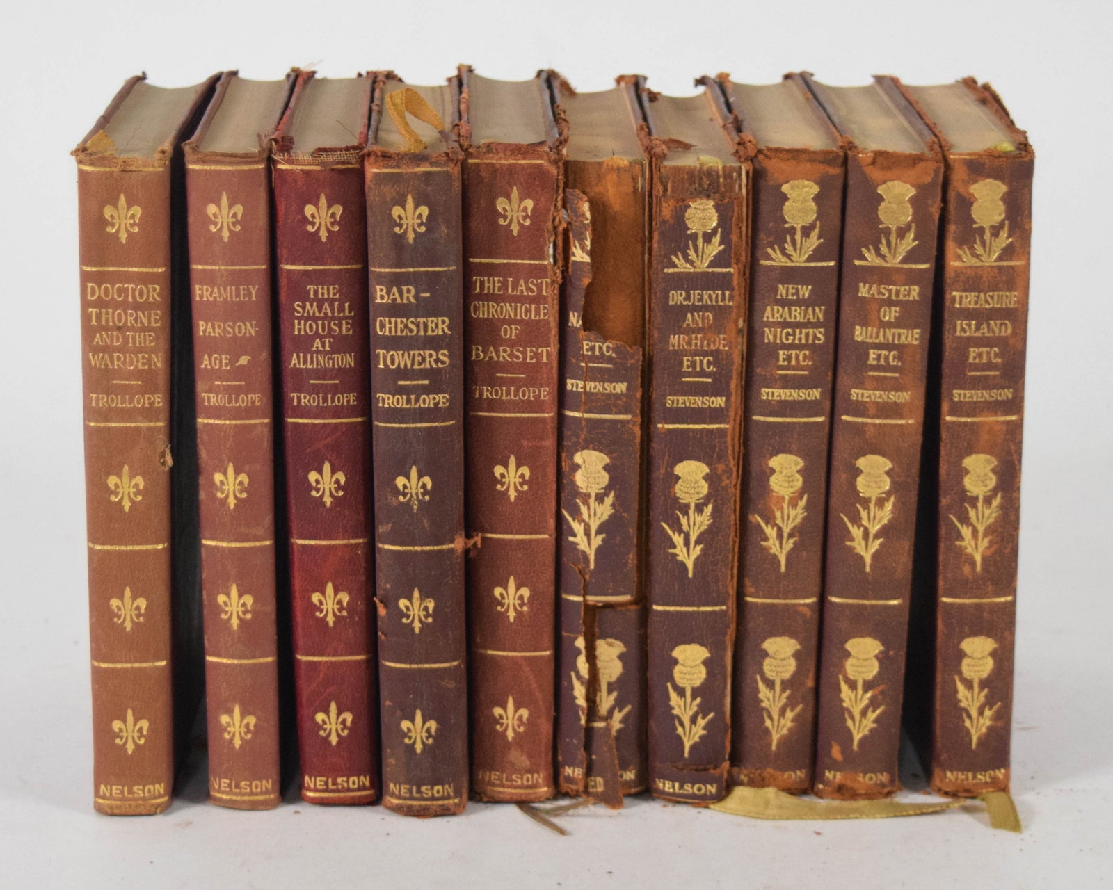 Collection of 10 Thomas Nelson Leather Volumes Trollope and Stevenson (1 of 18)