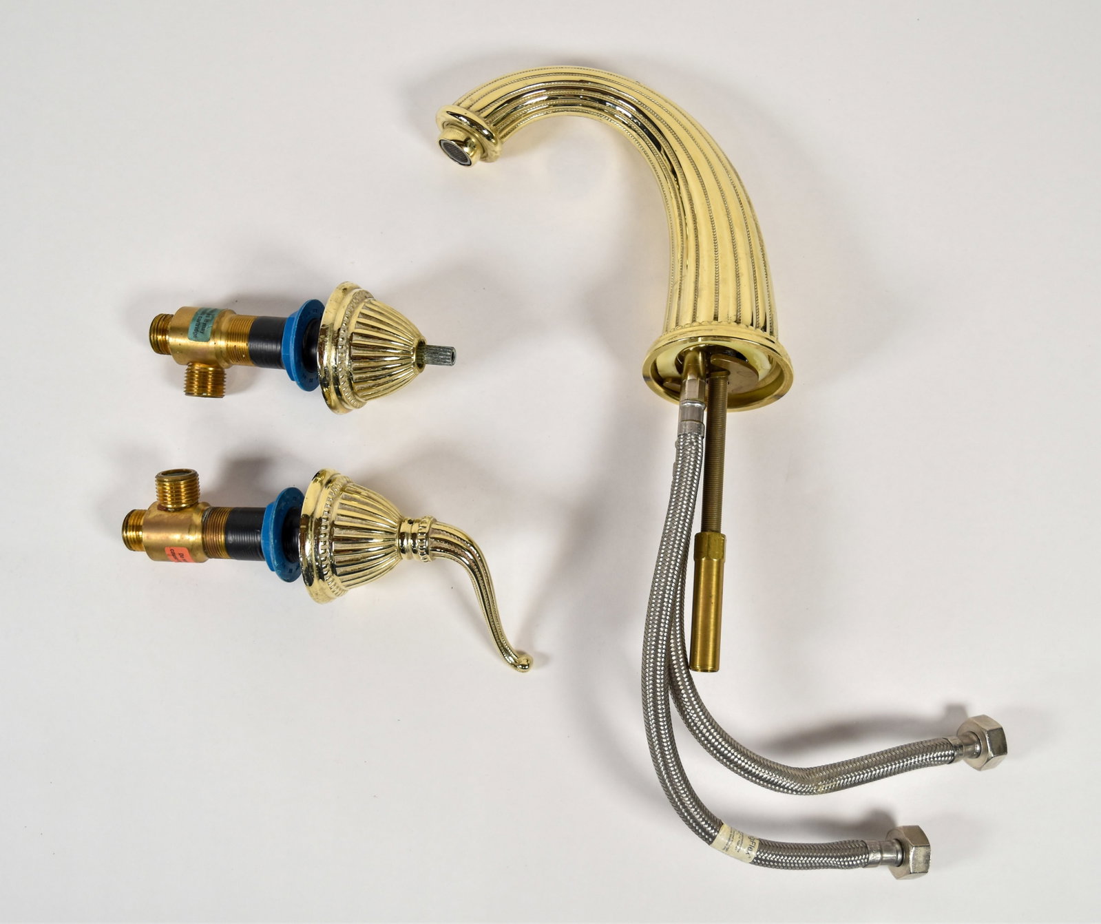 Sherle Wagner Polished Brass Fluted Widespread Faucet Set (1 of 9)