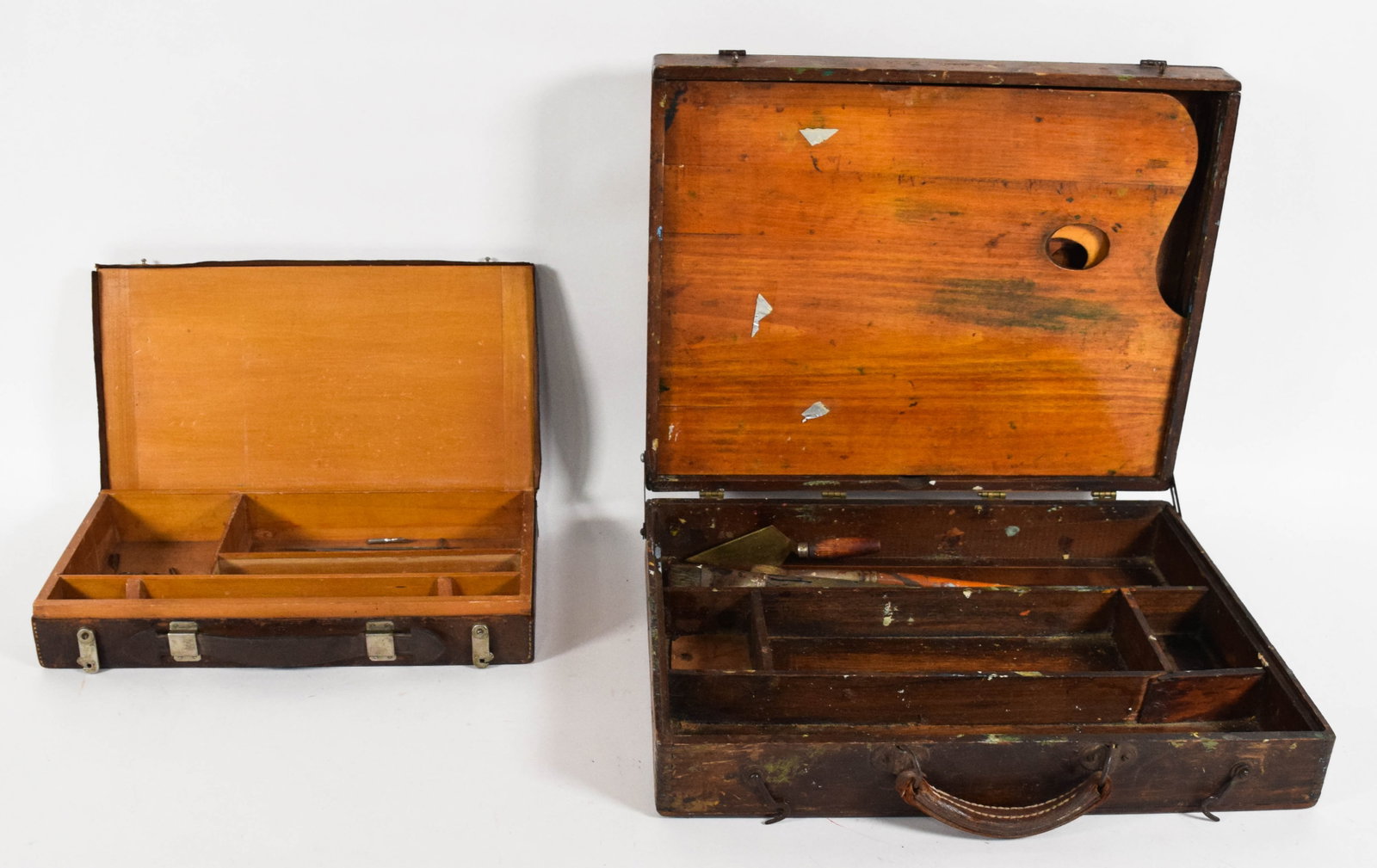 2 Leather and Wood Artist Supply Boxes (1 of 13)