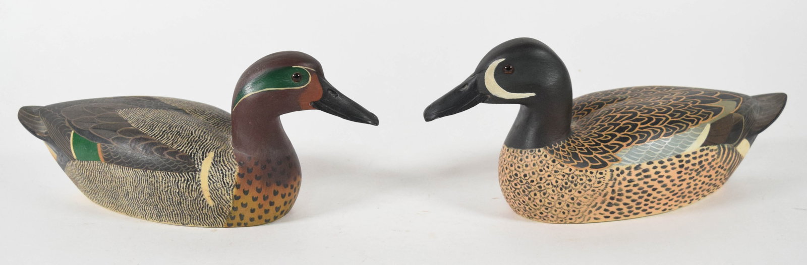 Pair of Hector Heck Whittington Painted Wood Teal Decoys (1 of 11)