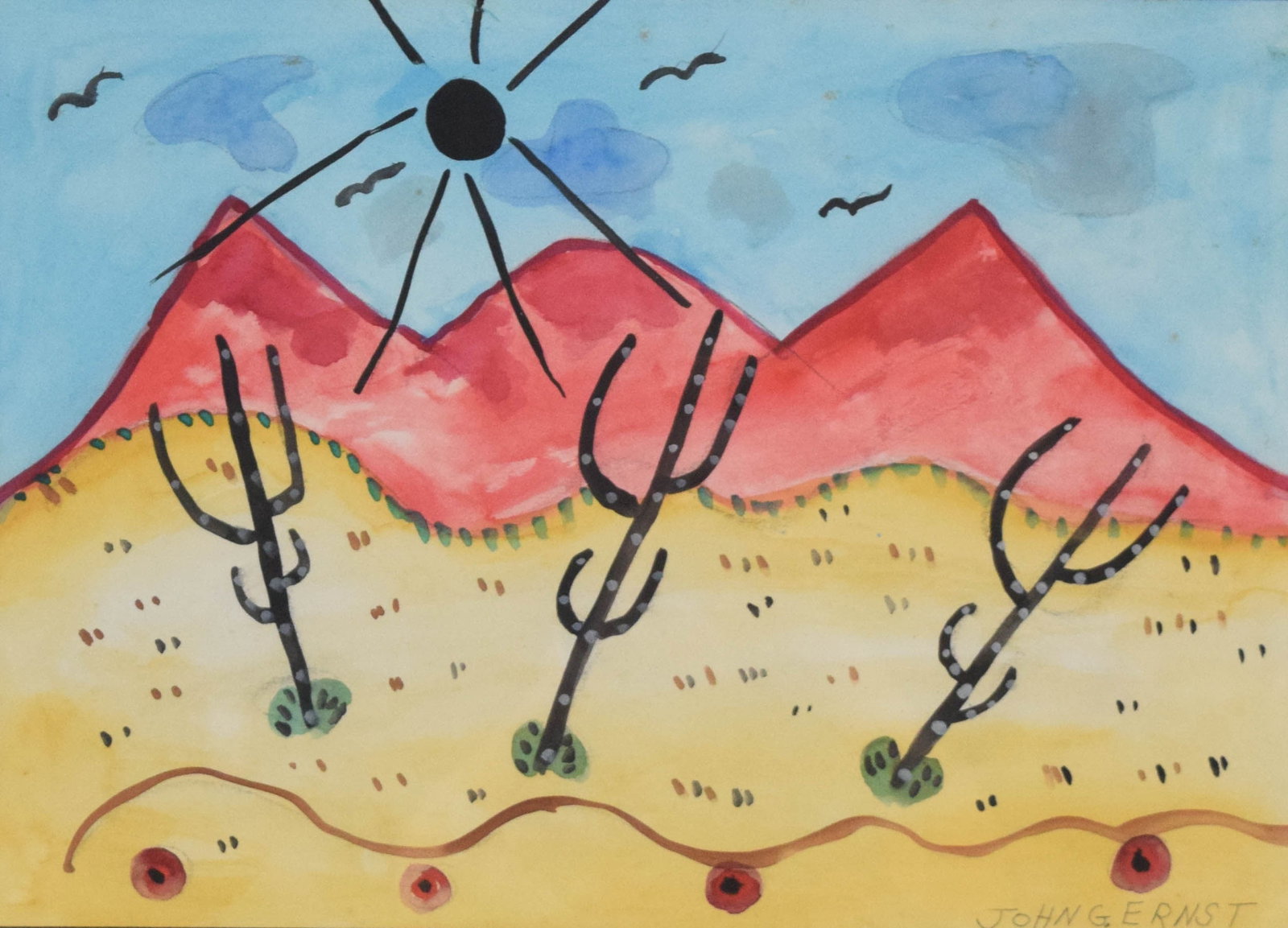John G. Ernst Watercolor and Ink Southwestern Landscape (1 of 5)