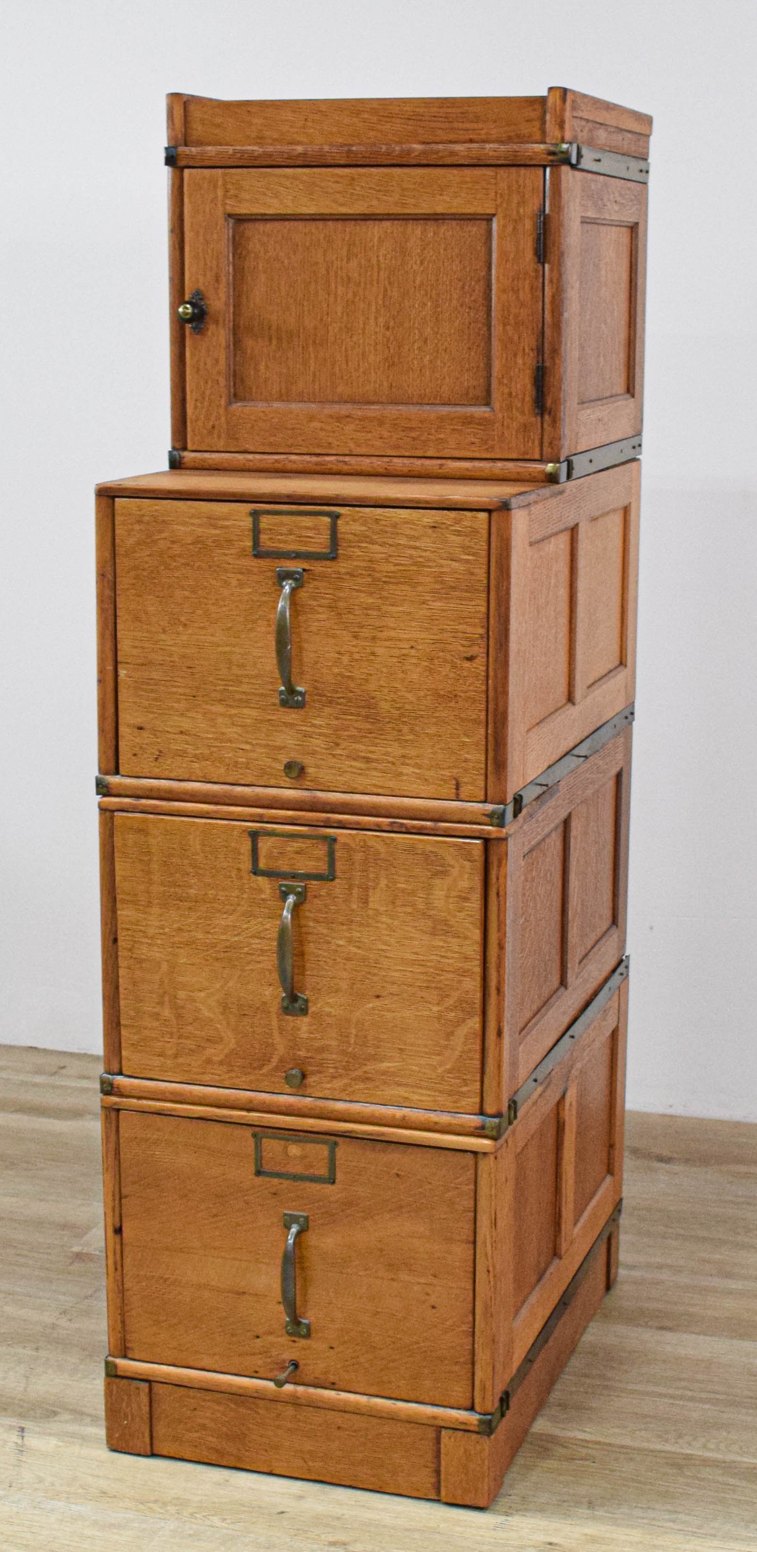 A Modular Four-Section Oak Filing Cabinet and Footstool (1 of 20)
