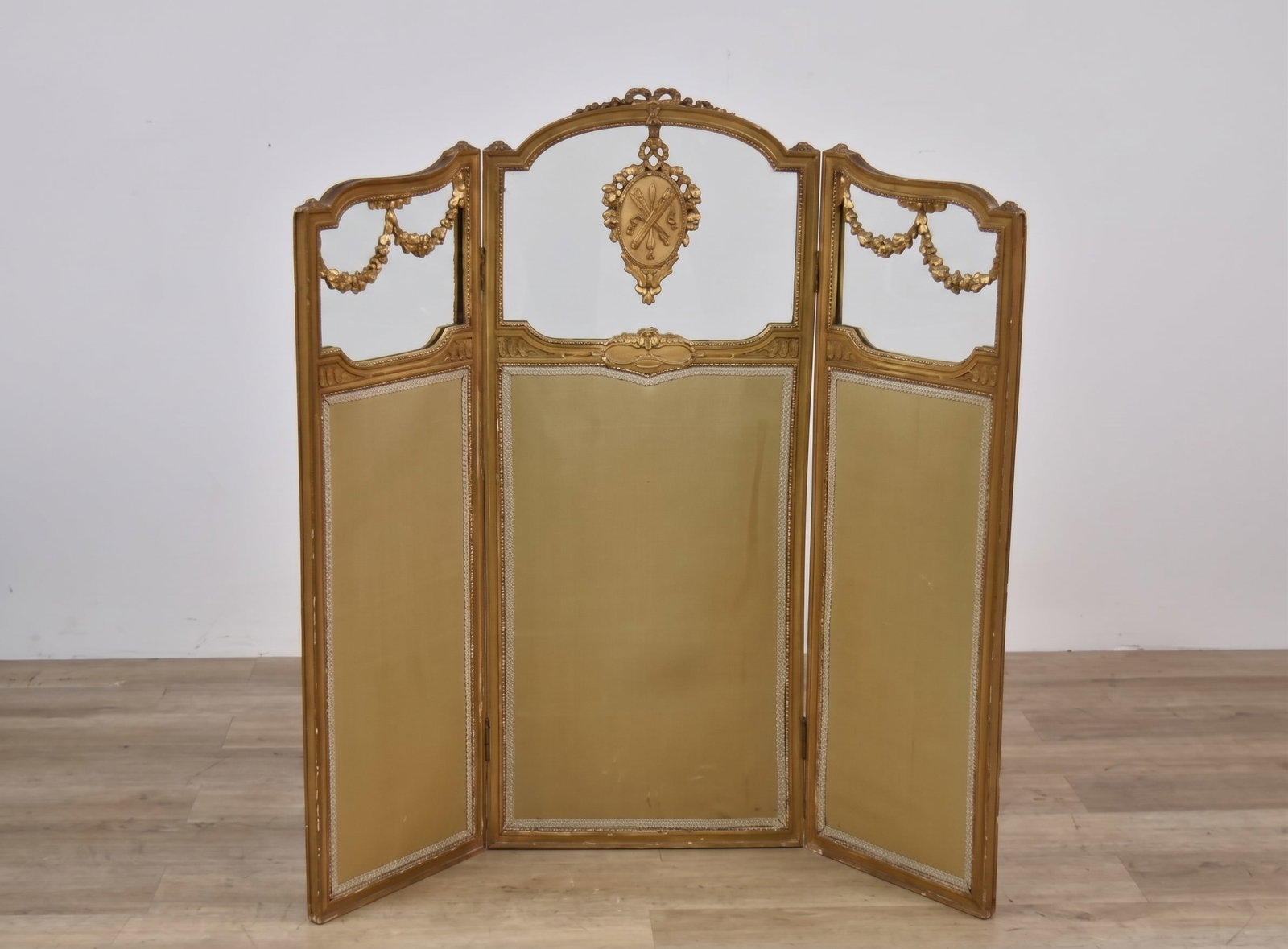 Louis XVI Style Giltwood and Mirrored Folding Screen (1 of 15)
