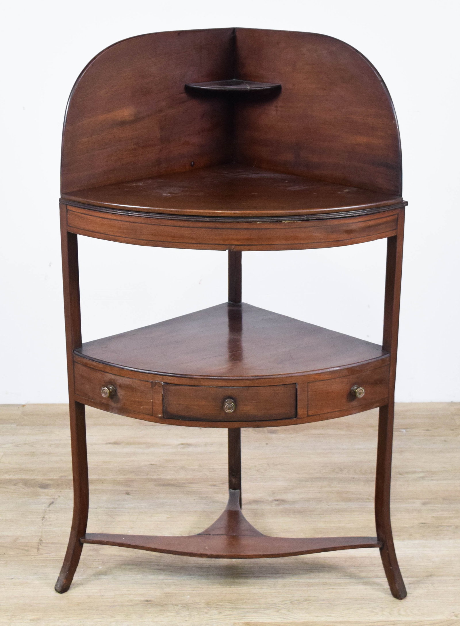 Federal Style Inlaid Mahogany Corner Washstand With Gallery (1 of 14)