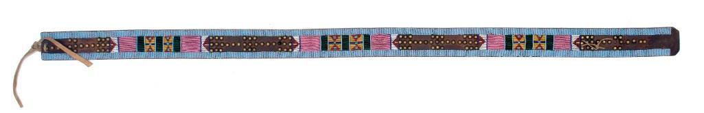 Plains Beaded and Tacked Leather Panel Belt (1 of 2)