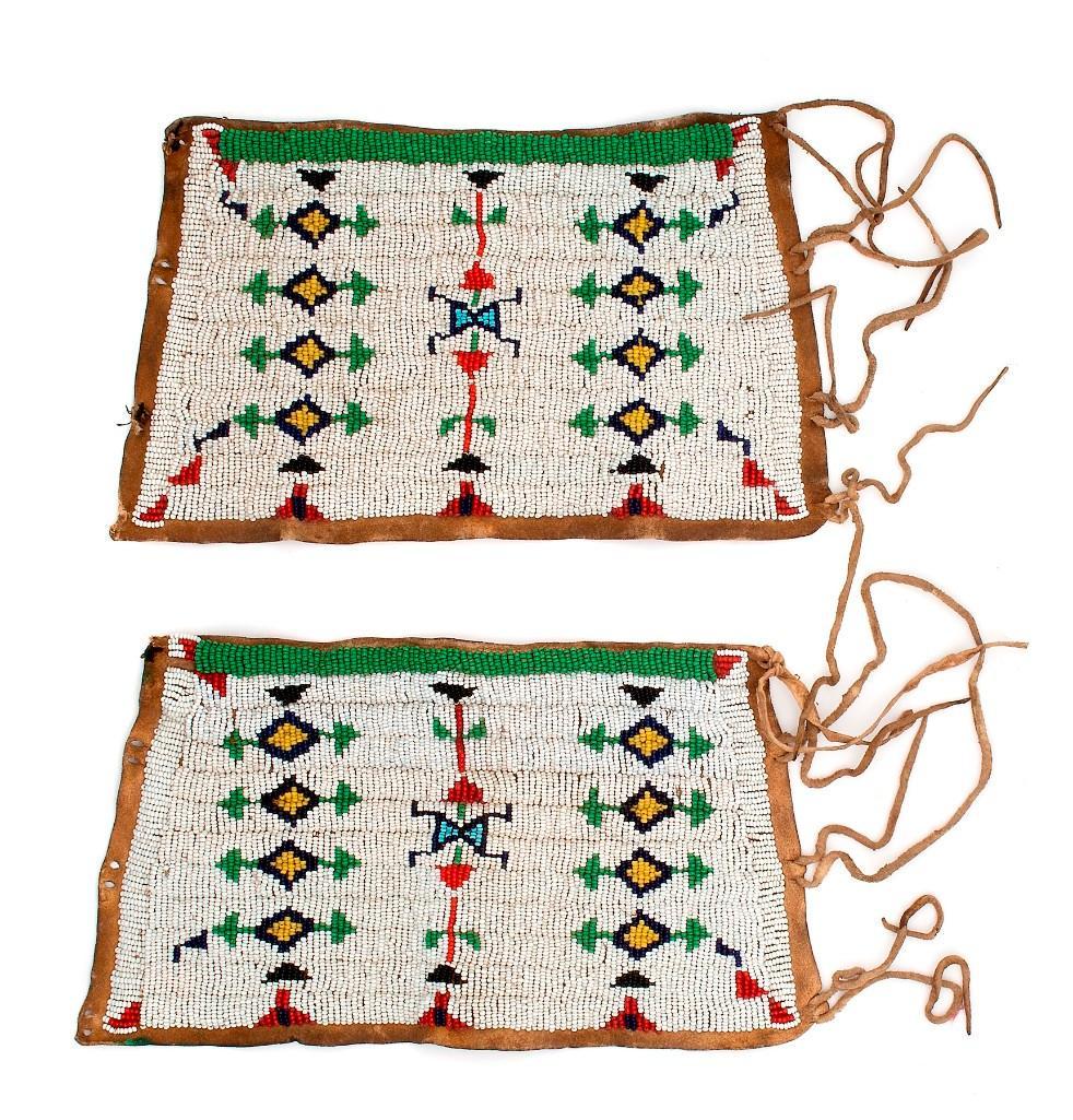 Pair of Plains Beaded Hide Cuffs (1 of 2)