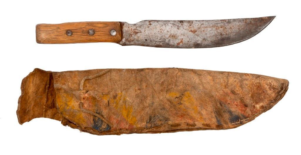 Hide Knife Sheath with Knife (1 of 2)
