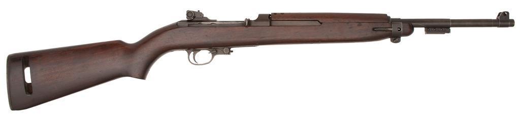 **Underwood M-1 Carbine: .30 carbine caliber, 18" barrel, S/N 2737813. Marked on the barrel and receiver "Underwood". Barrel is dated 10-43 with a flaming bomb. **Parkerized finish, stock and handguard has a nice 