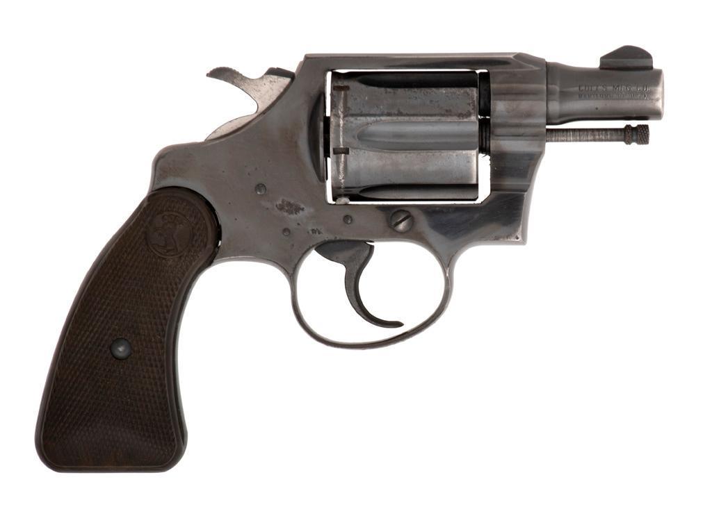 **Colt Detective Special Revolver used by Texas Ranger Jay Banks: .38 Spl. caliber, 2" barrel, S/N 668523. Blued finish with checkered plastic Colt grips. Five-shot fluted cylinder. Left side of barrel shows "DETECTIVE SPEC./.38 SPECIAL CTG." with right side of barr