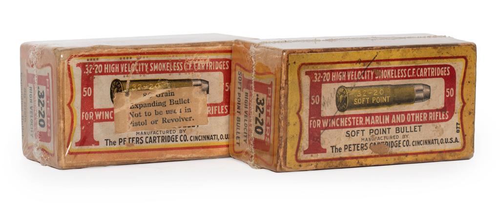 Lot of Two Peters Cartridge Boxes: .32-20 caliber, for Winchester and Marlin. **Both boxes are full and one sealed and never opened.** $100-$300