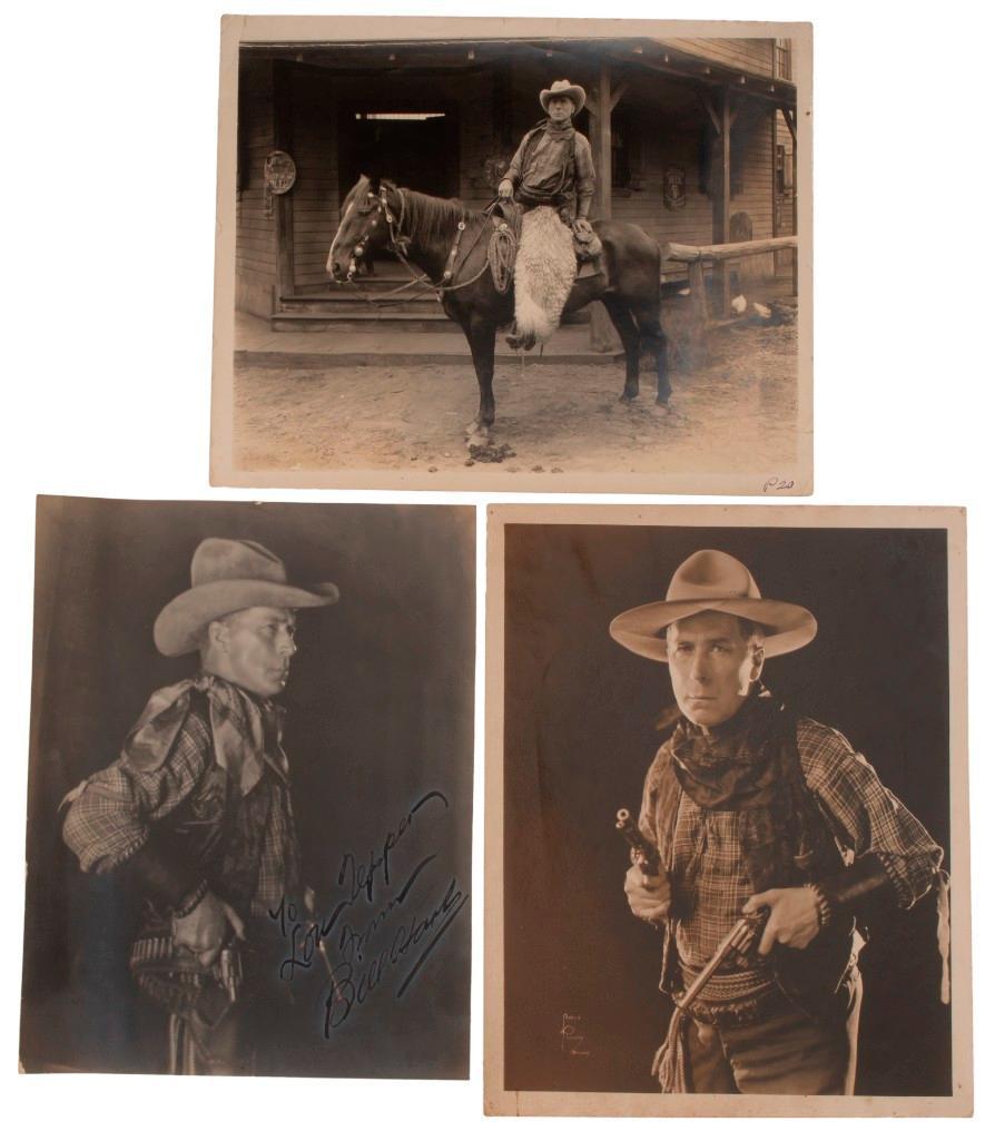 Group of William S. Hart Promotional Photos and Memorabilia: Lot includes several promotional objects pertaining to the career of William S. Hart. Includes several promotional images, the largest measuring 12" x 15"; a copy of The Complete Films of William Hart