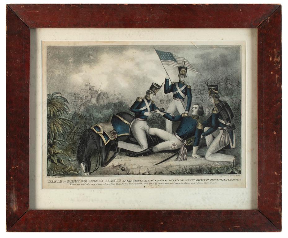 Currier & Ives Death of Lt. Col. Henry Clay Jr. by Joseph Ward: Death of Lieut. Col. Henry Clay Jr. of the second regiment Kentucky volunteers. at the battle of Buena Vista Feb 23, 1847. "Leave me and take care of yourselves-give these pistols to my father, and te