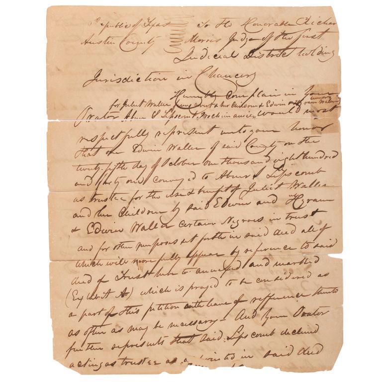 Letter of Appointment for Austin County, Texas Republic,1840 (1 of 2)