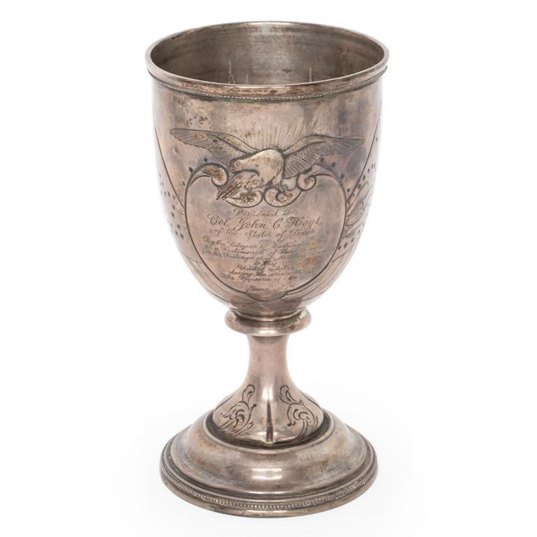 Silver Trophy Presented to John Coffee Hays by the Citizens of Washington City, Texas (1 of 3)