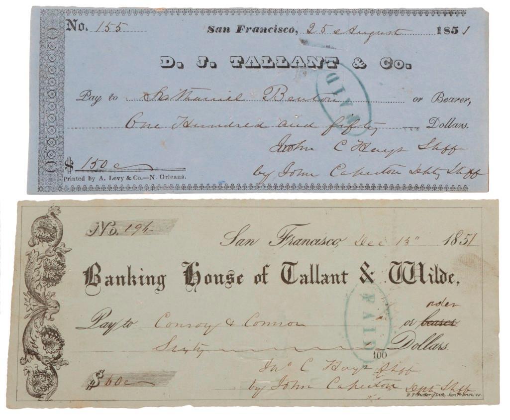 Lot of Two Checks from San Francisco Sheriff's Office (1 of 2)