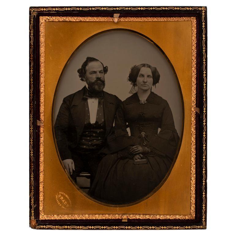 Half Plate Ambrotype of a Couple: Half Plate Ambrotype of a couple visible from two sides.