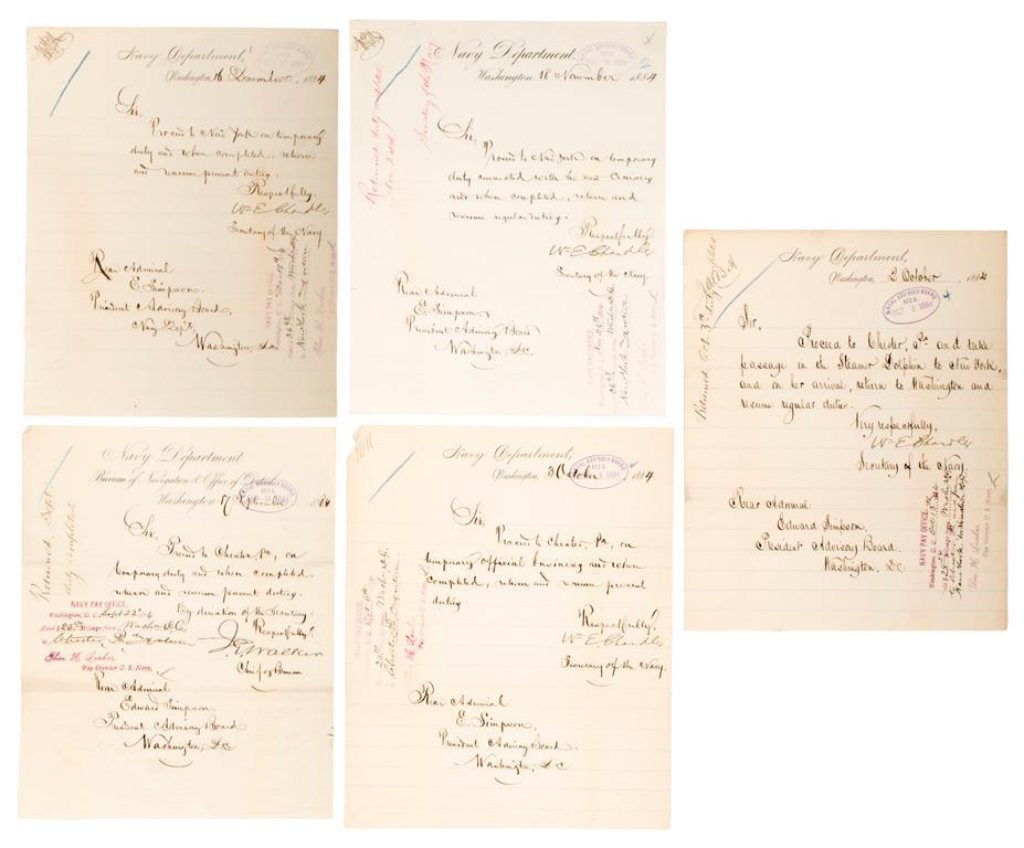 Naval Advisory Board Special Duty Orders for Admiral Edward Simpson (1 of 1)