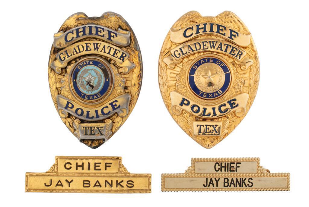 Gladewater, Texas Police Badges of Texas Ranger Jay Banks (1 of 2)
