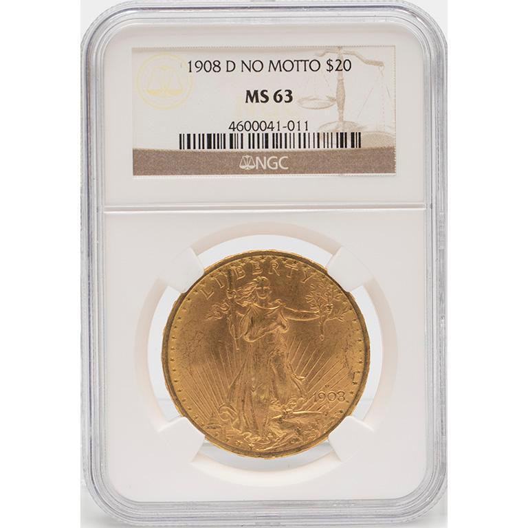 1908 Untied States Twenty Dollar Double Eagle Gold Coin (1 of 2)