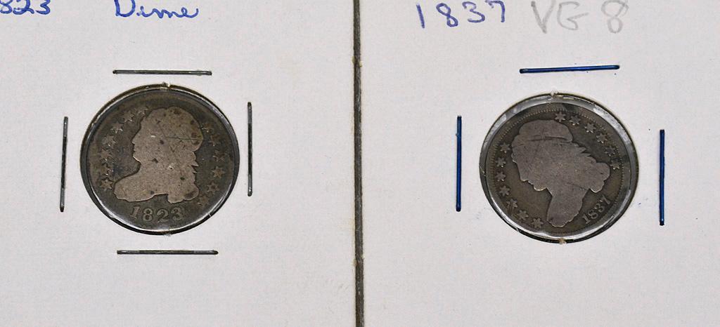 United States 1823 & 1837 Capped Bust Dimes (1 of 3)