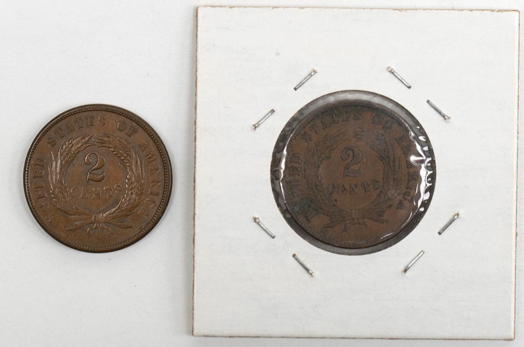 1864 United States 2 Cent Coins Small and Large Motto (1 of 4)