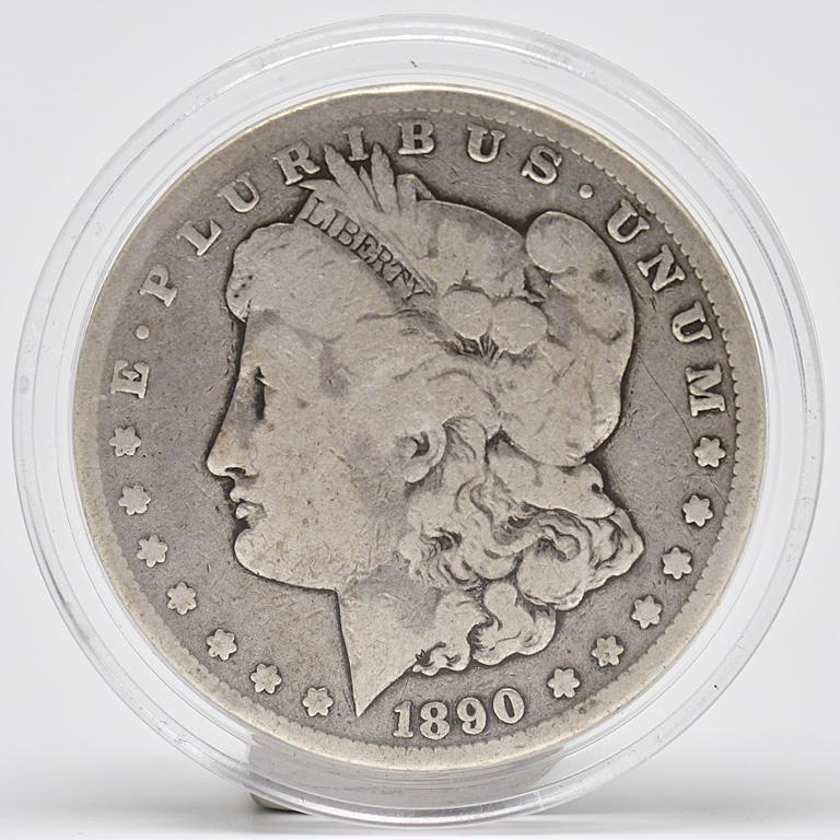 A Single 1890 Silver Carson City Morgan Dollar Coin (1 of 2)