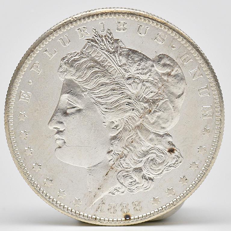 An 1888 Silver Morgan Dollar Coin (1 of 2)