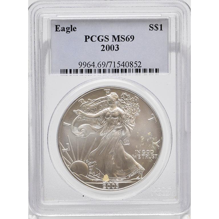 Graded 2003Silver Walking Liberty One Dollar Coin (1 of 2)