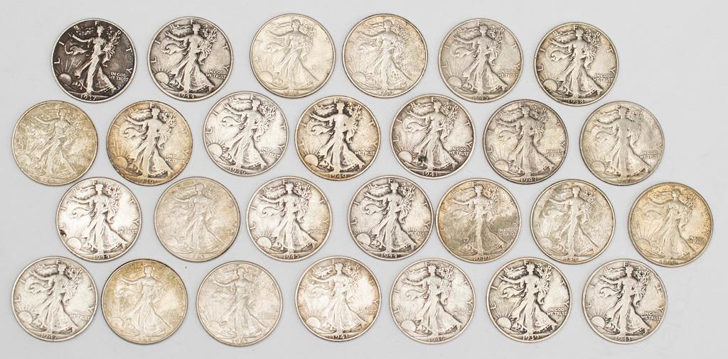 Group of 27 United States Walking Liberty Half Dollar Coins (1 of 3)