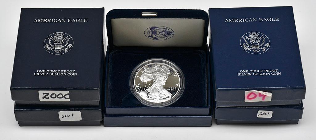 Five United States American Eagle Silver Dollar Coins (1 of 2)