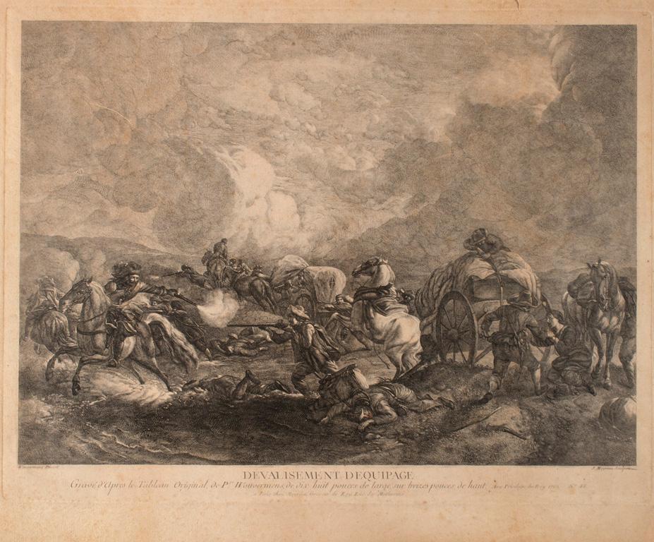 An 18th Century Battle Scene Engraving Wouvermens and Jean Moyreau (1 of 2)