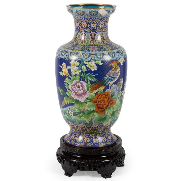 A Very Large Chinese Cloisonne Vase With Stand Auction
