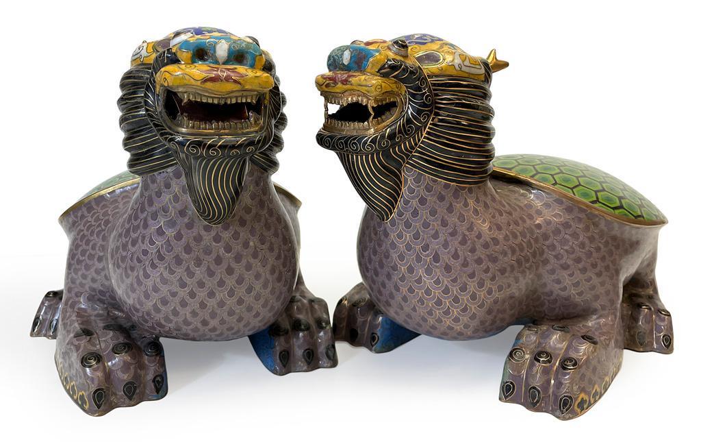 A Pair of Chinese Cloisonne Turtle Dragons (1 of 4)