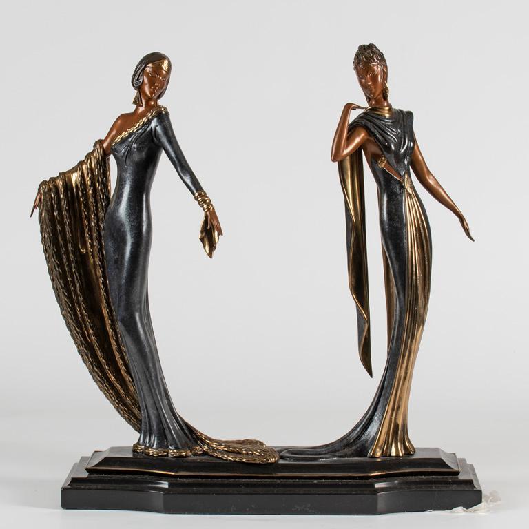 A Cold Painted Bronze Duetto by Erte (Romain de Tirtoff) (1 of 6)